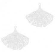 Metalen Bohemian hanger Ginkgo blaadje Zilver